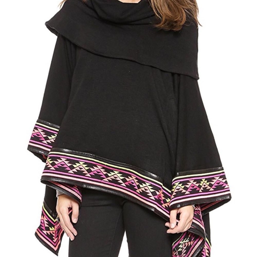 6 Shore Road by Pooja Desert Women Embroidered Trim Poncho Western Cape One Size